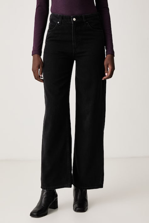 Marc O'Polo Jeansy wide leg damskie czarne 5000009831