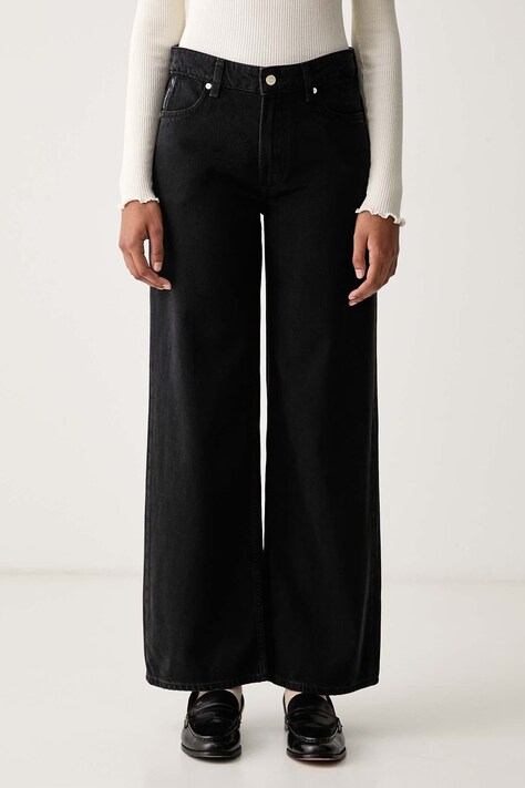 Marc O'Polo Jeansy wide leg damskie czarne 5000011609