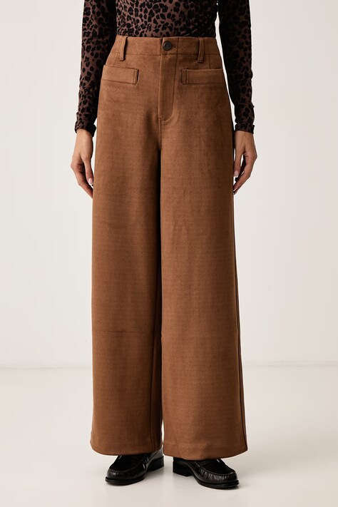 DKNY Spodnie damskie brązowe high waist DJ6P3164