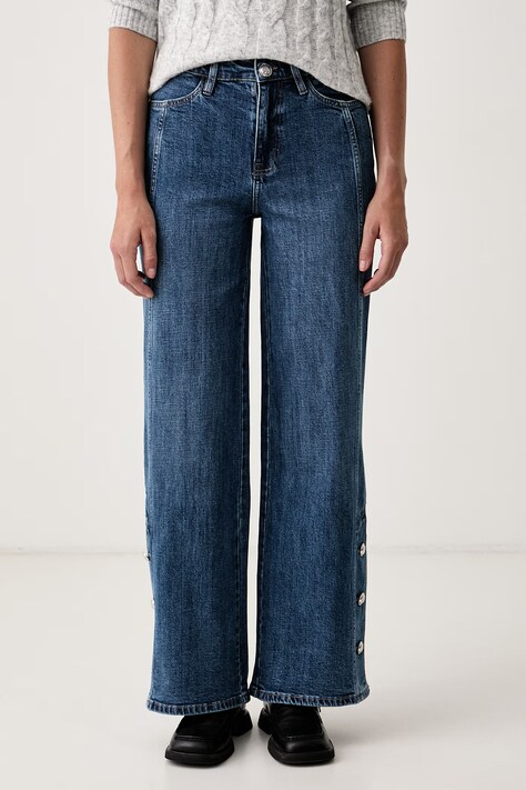 DKNY Jeansy wide leg damskie niebieskie DJ6M4224
