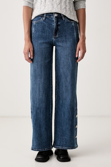 DKNY Jeansy wide leg damskie niebieskie DJ6M4224