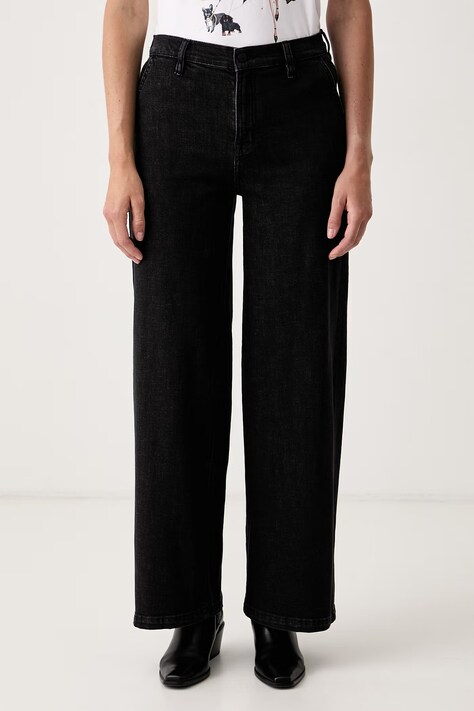DKNY jeansy wide leg damskie czarne DJ5G4072