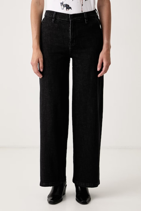 DKNY jeansy wide leg damskie czarne DJ5G4072