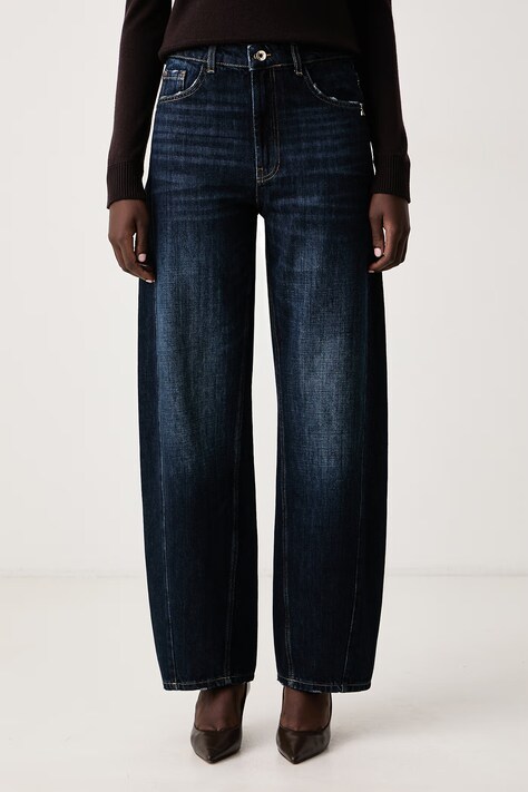 Patrizia Pepe Jeansy relaxed fit damskie granatowe 2P0037 D0042