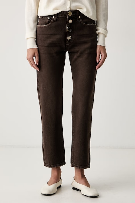 ViCOLO jeansy regular damskie brązowe DAC5106