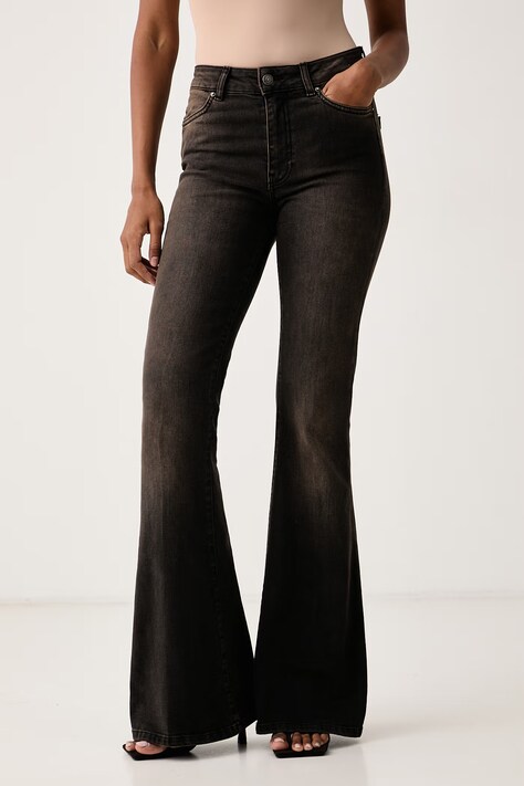 ViCOLO Jeansy flare damskie czarne DAC5048