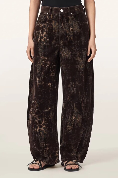 AllSaints Jeansy barrel damskie JETT FLOCK brązowe W033EF