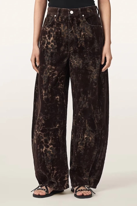 AllSaints Jeansy barrel damskie JETT FLOCK brązowe W033EF