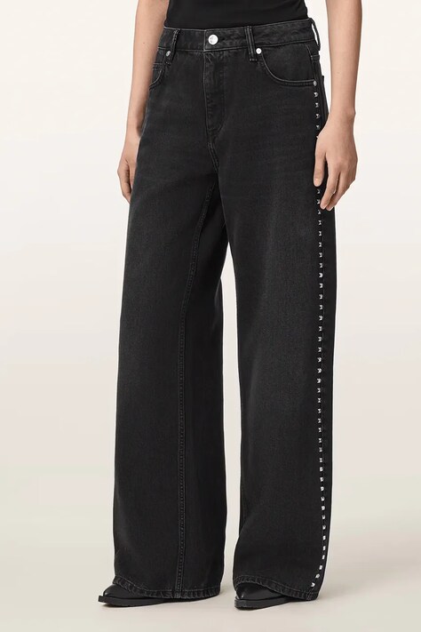 AllSaints Jeansy straight damskie SWAY czarne W027EF