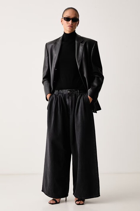 AllSaints Jeansy wide leg damskie AXIS czarne W012EF