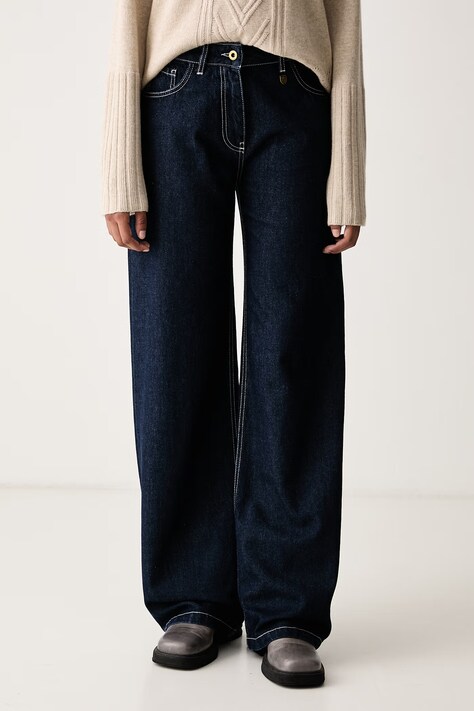 Aeronautica Militare Jeansy wide leg damskie granatowe PJ0213DCT04347