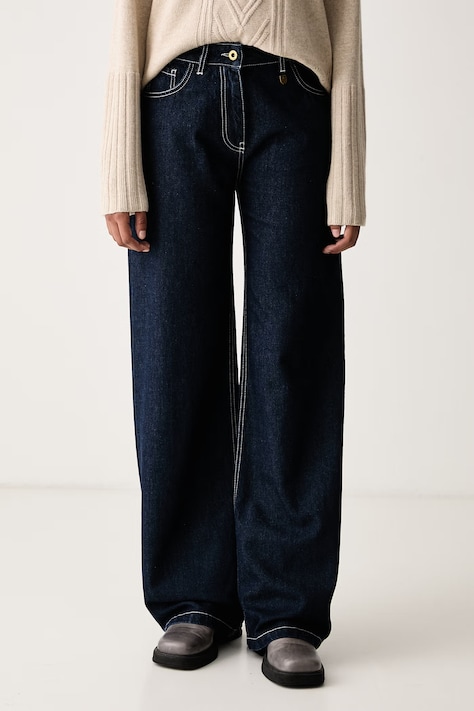 Aeronautica Militare Jeansy wide leg damskie granatowe PJ0213DCT04347
