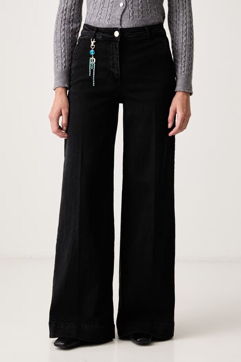 Fracomina Jeansy wide leg damskie czarne FS26WV3015D42093