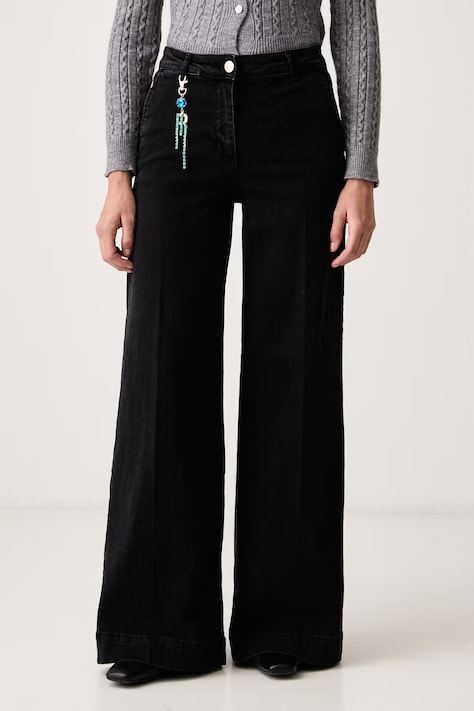 Fracomina Jeansy wide leg damskie czarne FS26WV3015D42093