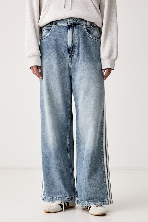 adidas Originals Jeansy wide leg damskie Adilenium Season 6 Baggy Denim niebieskie LH1952