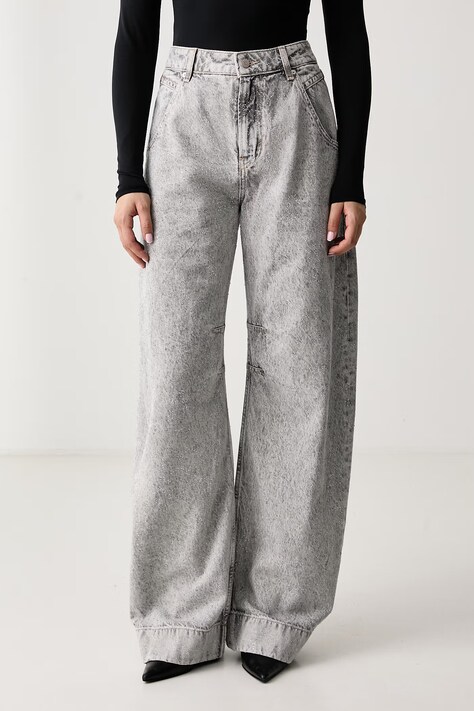 BOSS Orange Relaxed fit traperice za žene C_ROXANE LR sive 50569139