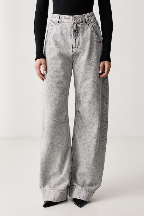 BOSS Orange Relaxed fit traperice za žene C_ROXANE LR sive 50569139