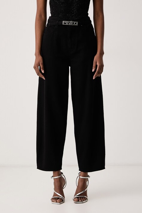 Pinko Jeansy relaxed fit damskie czarne 107932 A3Q2