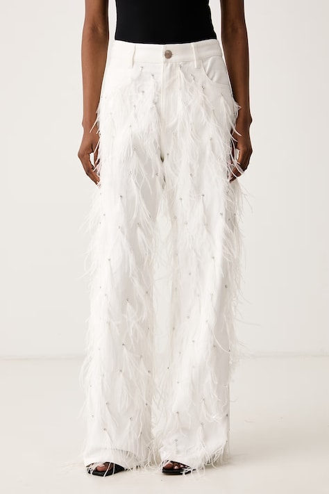 Pinko Τζιν wide leg γυναικεία λευκά 107868 A3LG