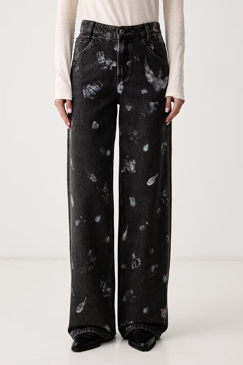 Miss Sixty Jeansy wide leg damskie czarne 6M3JJ17900