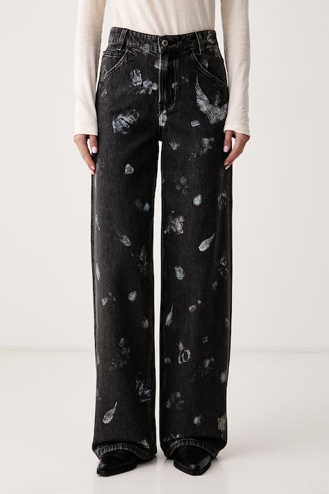 Miss Sixty Jeansy wide leg damskie czarne 6M3JJ17900