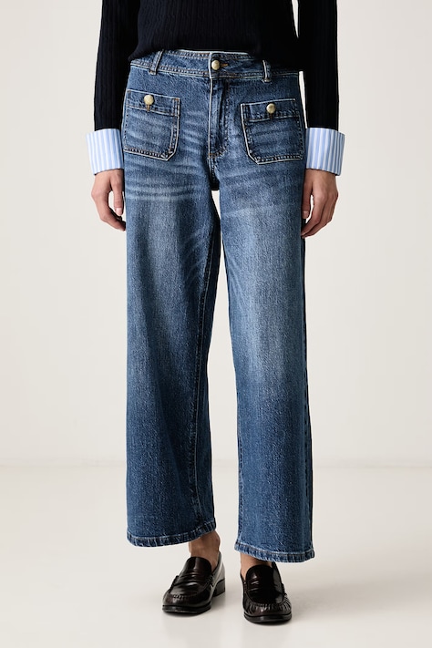 Morgan Jeansy wide leg damskie niebieskie PBIANCA