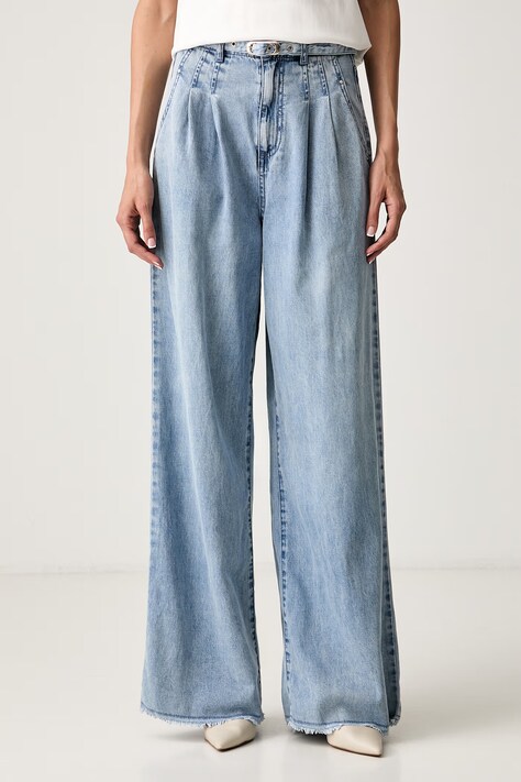 Morgan jeansy wide leg damskie niebieskie PELIAM