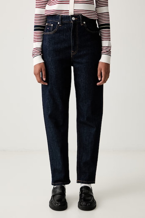Tommy Jeans jeansy tapered damskie granatowe DW0DW23497