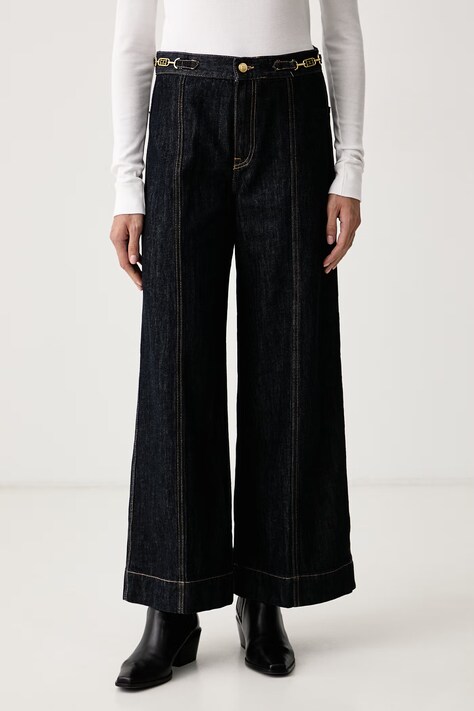Tommy Hilfiger Jeansy wide leg damskie granatowe WW0WW51408