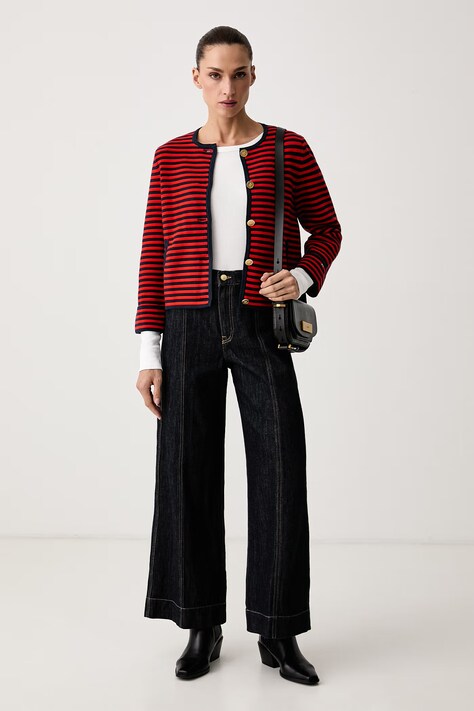 Tommy Hilfiger Jeansy wide leg damskie granatowe WW0WW51408
