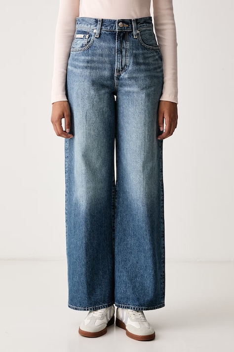 Calvin Klein Jeans Kavbojke s širokimi hlačnicami ženske modre LV047H705G
