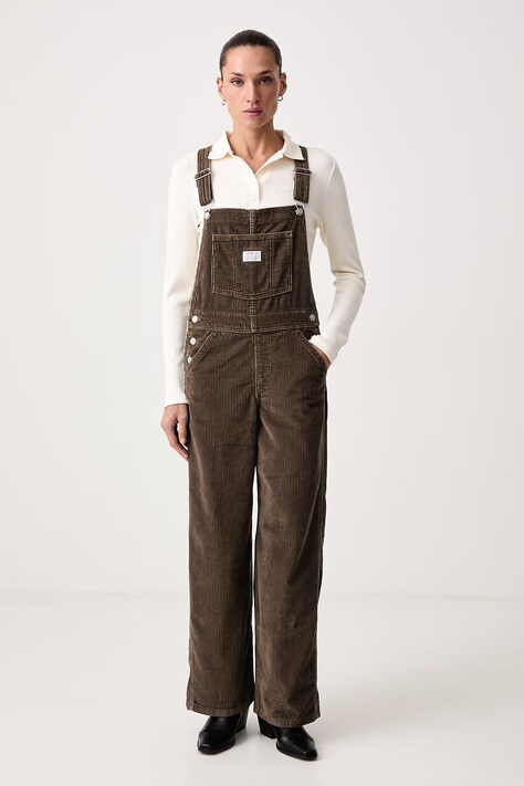 Levi's Σαλοπέτα κοτλέ Γυναικεία FL BAGGY OVERALL καφέ 000UG