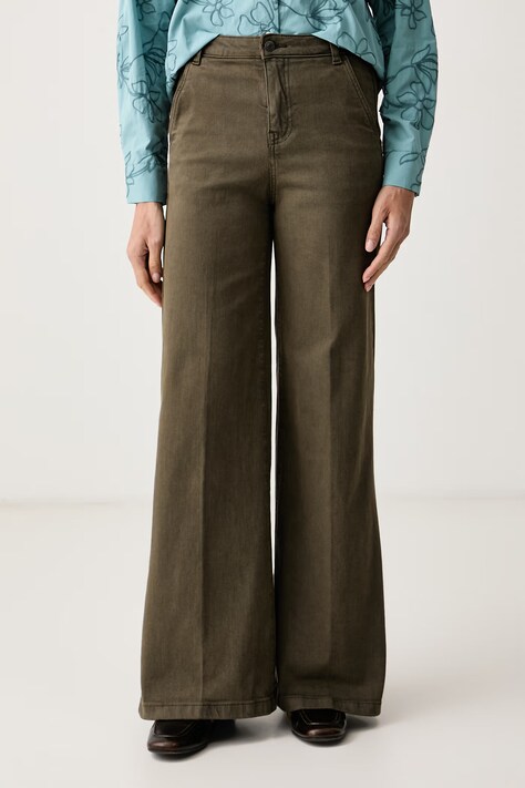United Colors of Benetton Jeansy wide leg damskie zielone 4HEMDF0CP