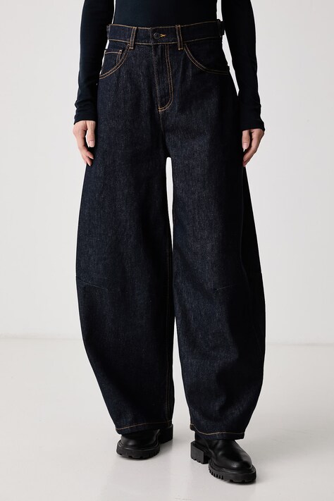 United Colors of Benetton Jeansy wide leg damskie granatowe 47KYDF0CD