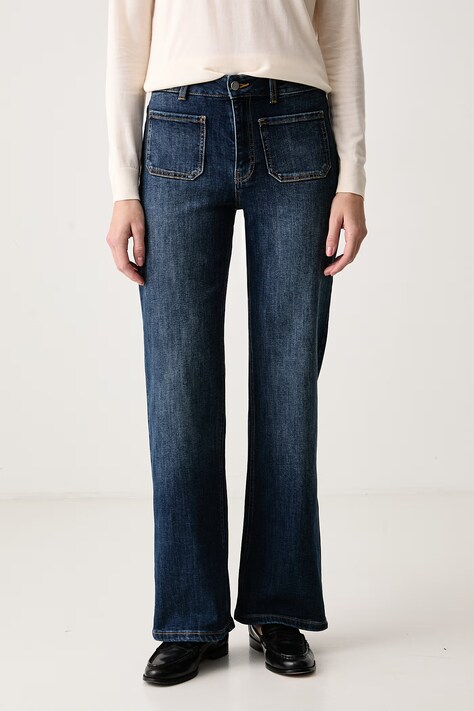 United Colors of Benetton Jeansy straight damskie niebieskie 48CMDF0CE