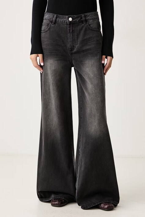 Gaudi Jeansy wide leg damskie szare 621BD26011