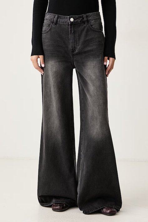 Gaudi Jeansy wide leg damskie szare 621BD26011