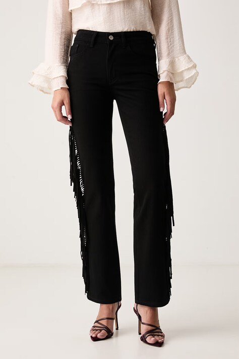 Liu Jo Jeansy straight damskie czarne UF6226 D0393