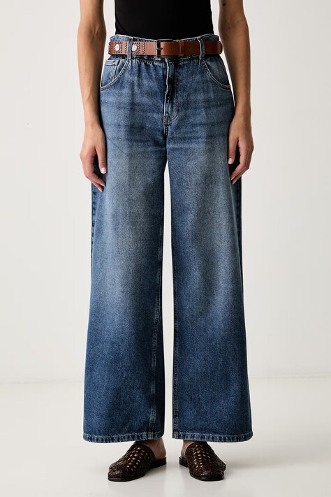 Liu Jo jeansy wide leg damskie niebieskie UF6186 D0370