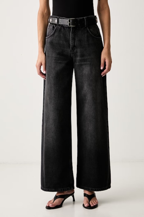 Liu Jo jeansy wide leg damskie czarne UF6186 D0370