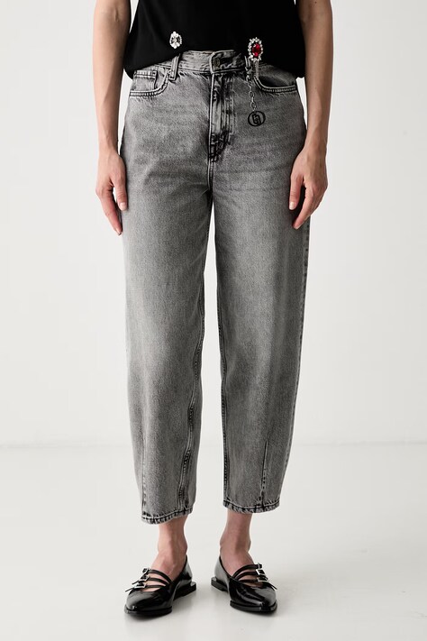 Liu Jo jeansy carrot damskie szare UF6159 D4854
