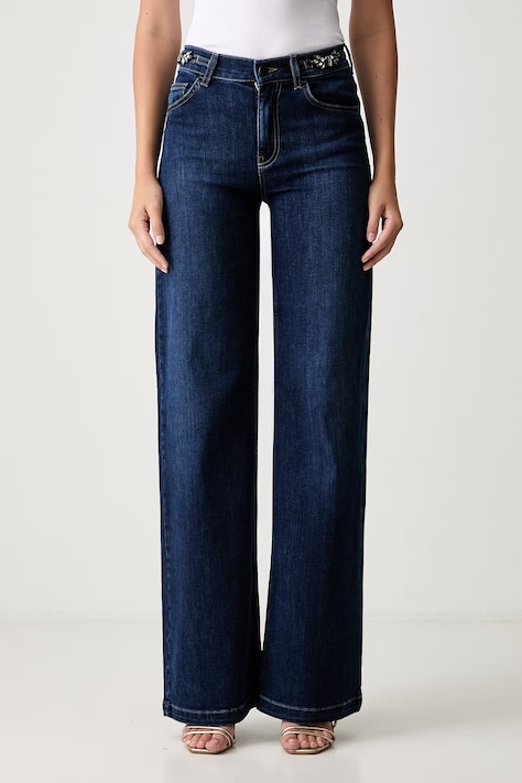 Liu Jo jeansy wide leg damskie granatowe UF6096 D0375