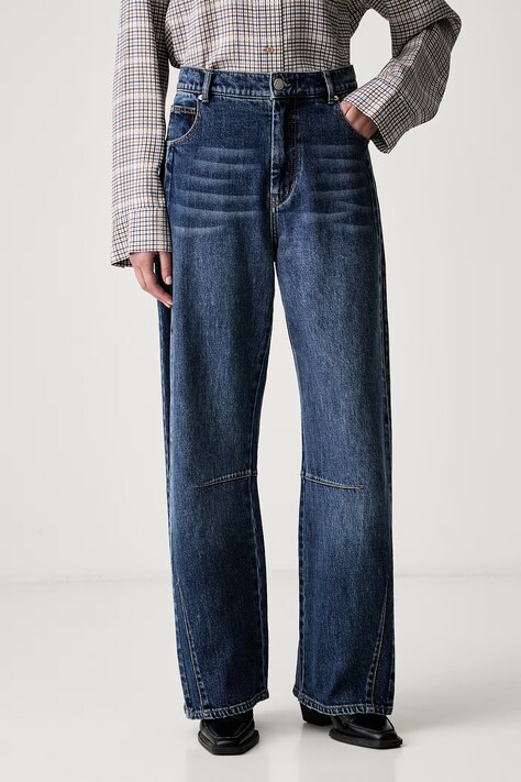 MUNTHE jeansy straight BOHDI LONG niebieskie 263142426308