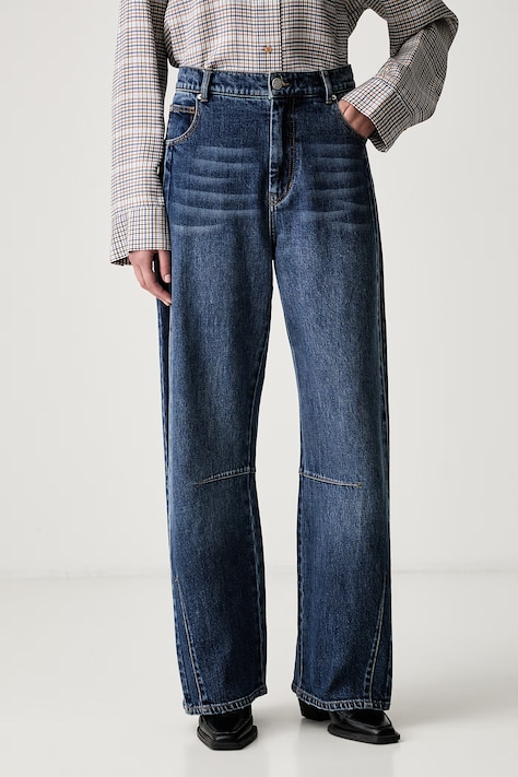 MUNTHE jeansy straight BOHDI LONG niebieskie 263142426308