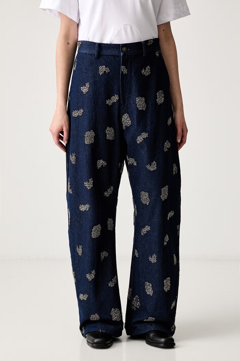MUNTHE Jeansy straight damskie VASLER granatowe 263141326307