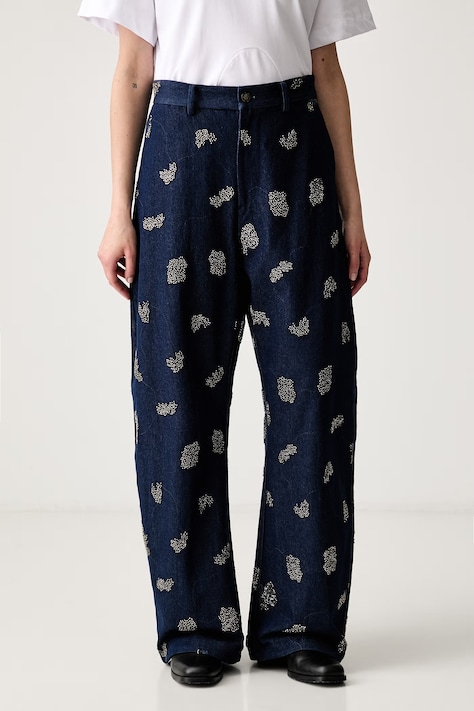 MUNTHE Jeansy straight damskie VASLER granatowe 263141326307