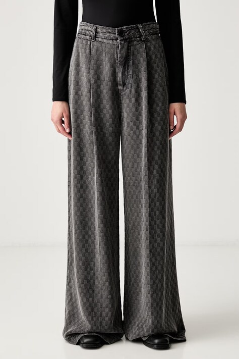 MUNTHE Jeansy wide leg damskie RONAN szare 263141126306