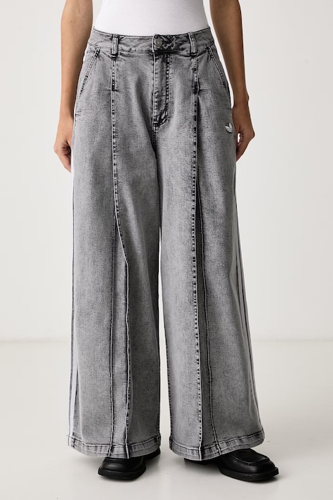 adidas Originals Τζιν wide leg γυναικεία Denim Pleats γκρί LF3777
