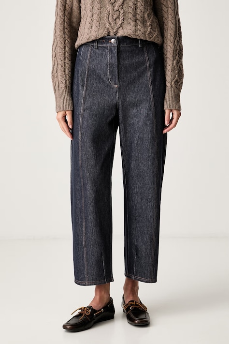 MM by Max Mara spodnie damskie z bawełną MMLBEVANDA granatowe high waist 2626786027600