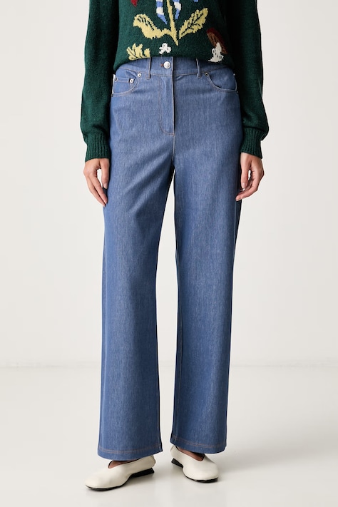 MM by Max Mara spodnie damskie z bawełną MMLEMIRO niebieskie high waist 2626786017600
